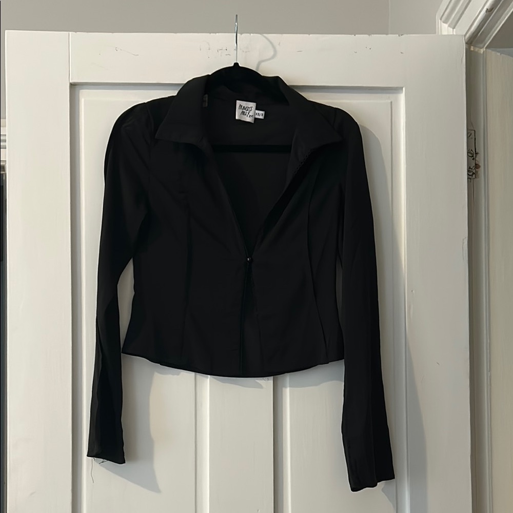 Princess Polly Black Long Sleeve Open-Front Blouse